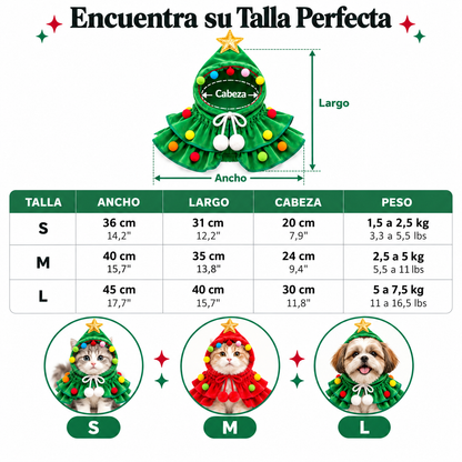 Capa Acogedora de Árbol de Navidad para Gatos