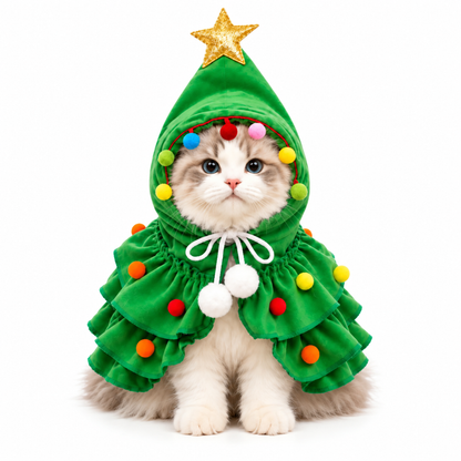 Capa Acogedora de Árbol de Navidad para Gatos