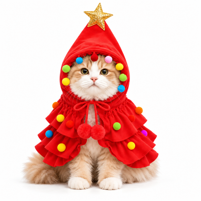 Capa Acogedora de Árbol de Navidad para Gatos