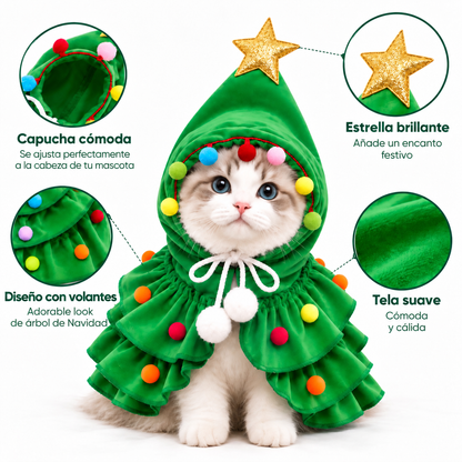 Capa Acogedora de Árbol de Navidad para Gatos